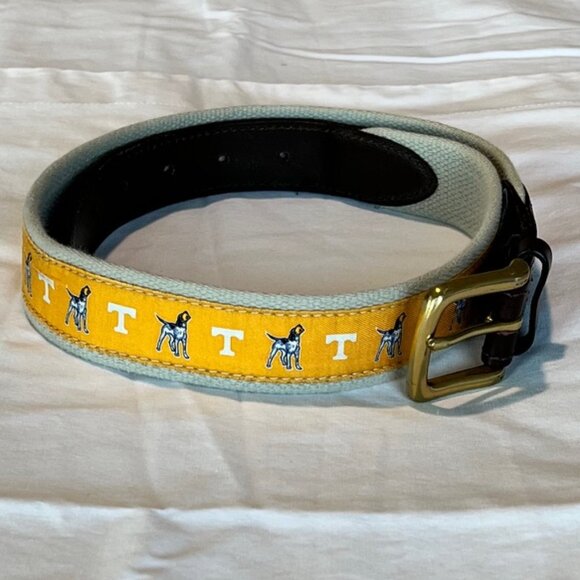 Vineyard Vines University of Tennessee Leather and Fabric Woven Belt - Picture 1 of 5